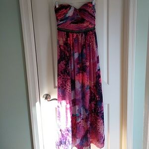 Calvin Klein Purple Watercolor Evening Dress